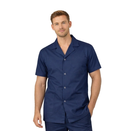Bluza medyczna męska z kołnierzem granatowa krótki rękaw roz.M – bluza medyczna – bluza lekarska robocza